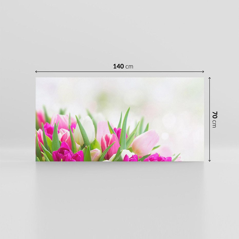 Obraz na płótnie 140x70 - Tulipany w pełnym rozkwicie - tulipany, kwiaty
