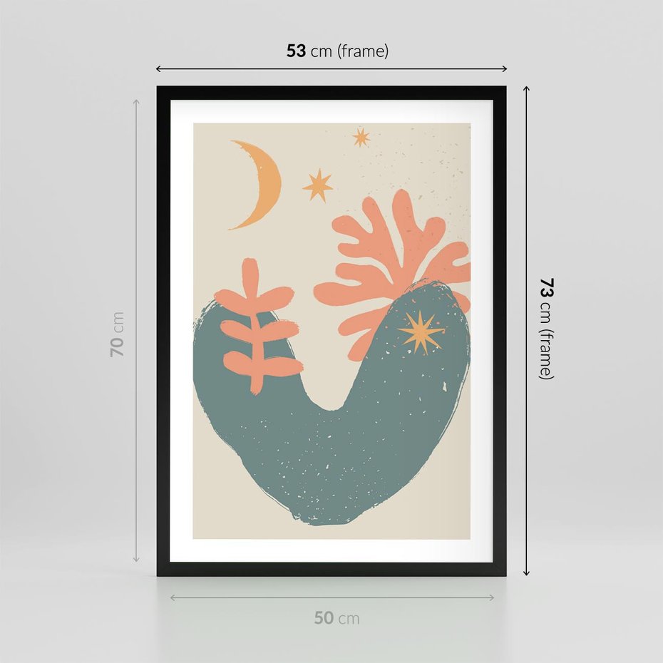 Plakat w ramie 50x70 - Energetyczne Kształty - boho formy, kształty - rama czarna