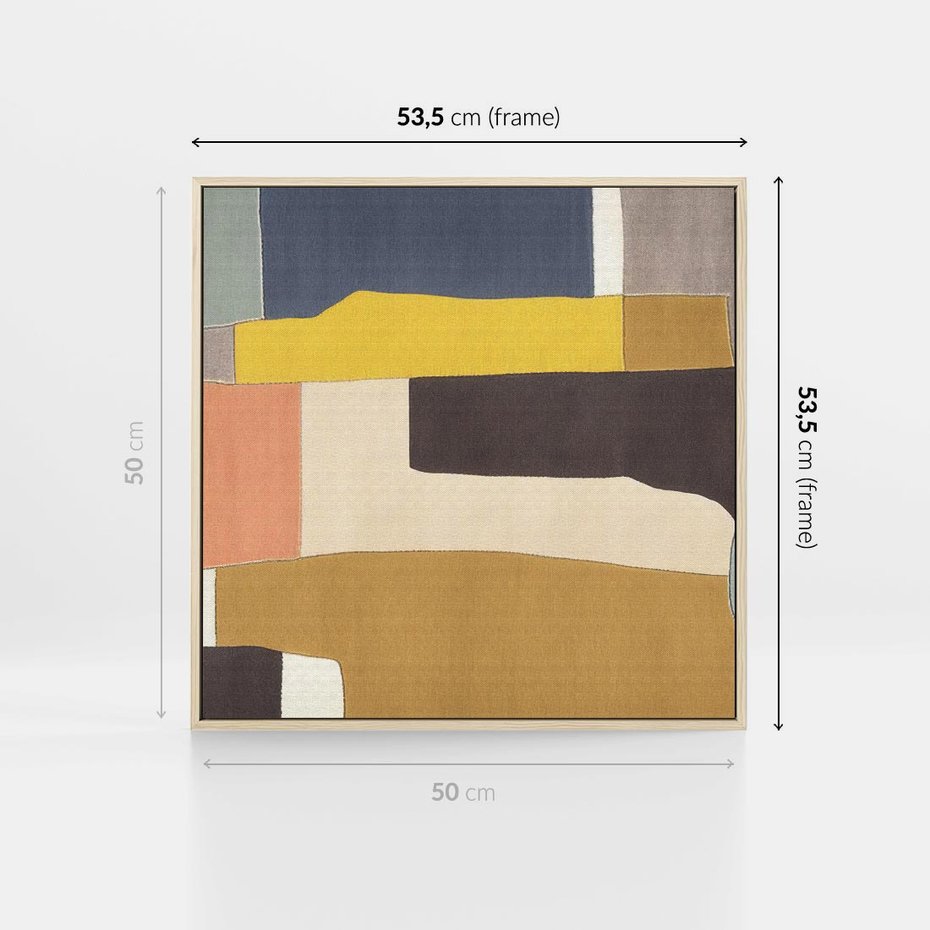 Obraz w ramie 50x50 - Pasy Abstrakcji - kolorowe pasy, plamy koloru - rama drewno