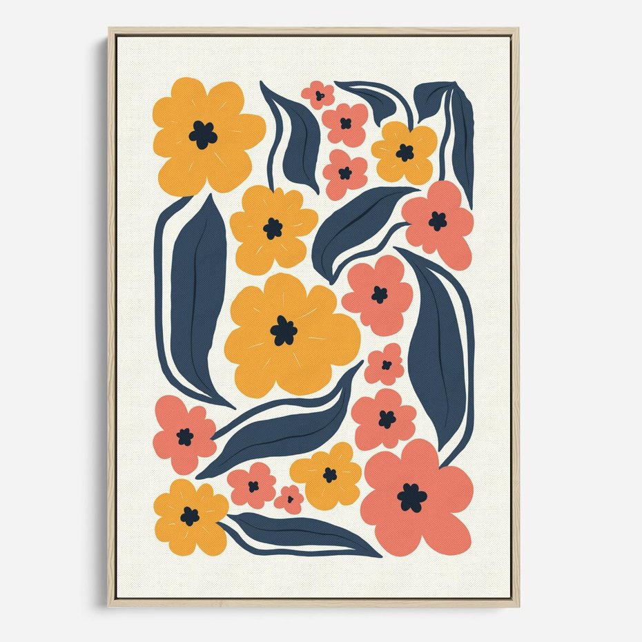 Obraz w ramie 50x70 - Pastelowe Impresje - pastelowe kwiaty, abstrakcyjna kompozycja - rama drewno