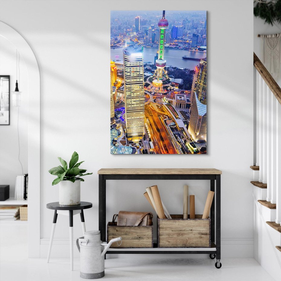 Obraz na płótnie 80x120 - Wzgórza Mieściny - wieżowce, miasto