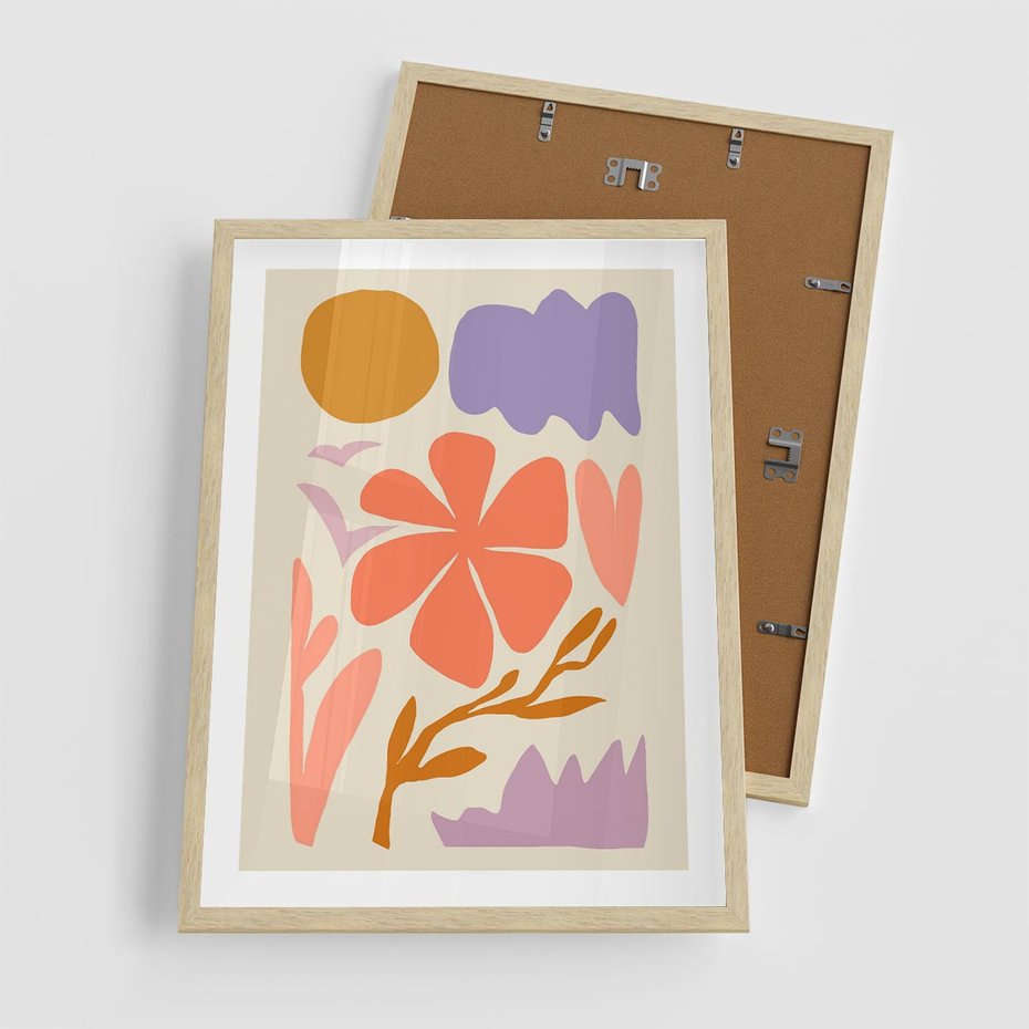 Plakat w ramie 50x70 - Nowoczesne Światło - abstrakcyjny obraz, pastelowe kolory - rama drewno