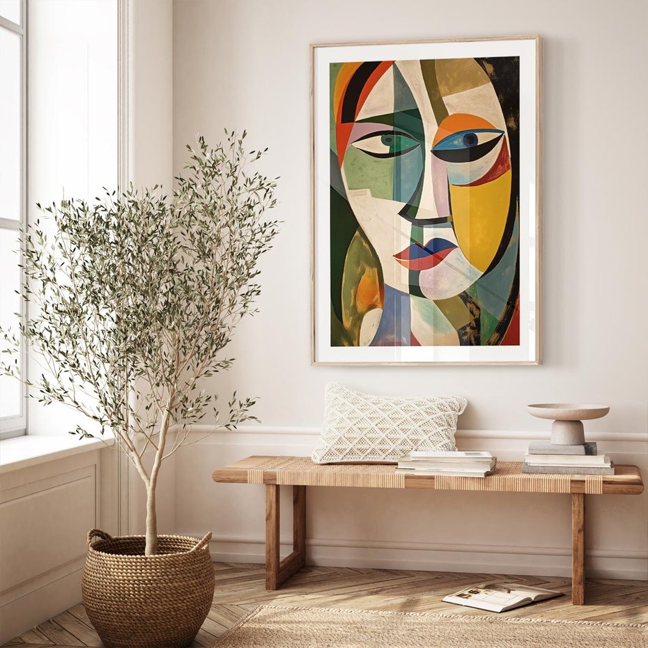 Plakat w ramie 50x70 - Kolorowe Dziwne Wyobrażenia - abstrakcyjny obraz, olejny - rama drewno