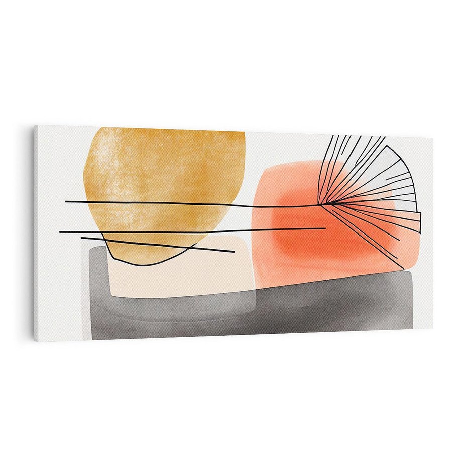 Obraz na płótnie 100x50 - Roślinny Szkic - abstrakcyjne, nieregularne plamy łososiowego koloru