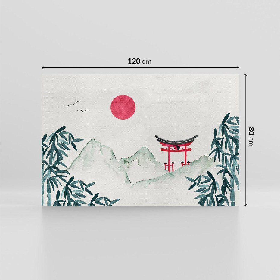 Obraz na płótnie 120x80 - Słońce nad Górami - japoński krajobraz, góry