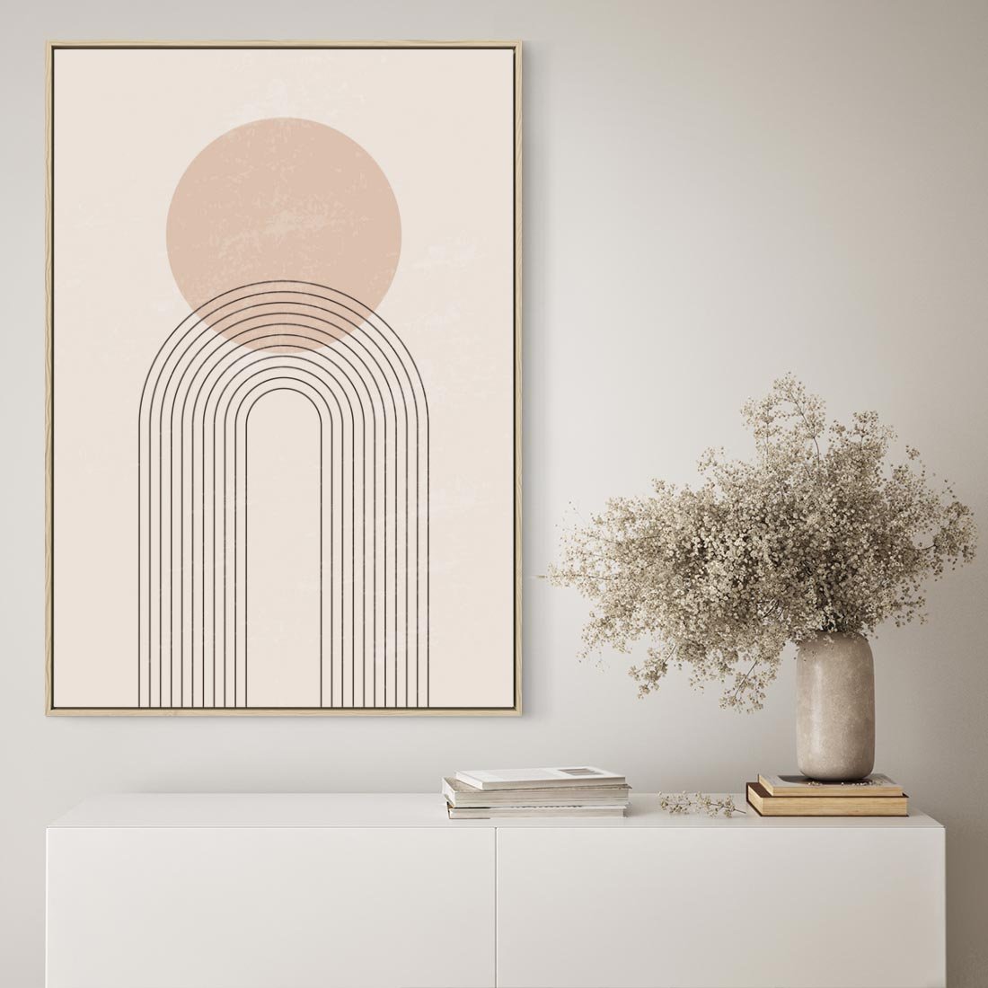 Obraz w ramie 80x120 - Konturem Zdefiniowane - boho plakat, minimalizm - rama drewno