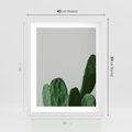 Plakat w ramie 40x50 - Majestatyczne Wysokości - kaktusy, liście - rama biała