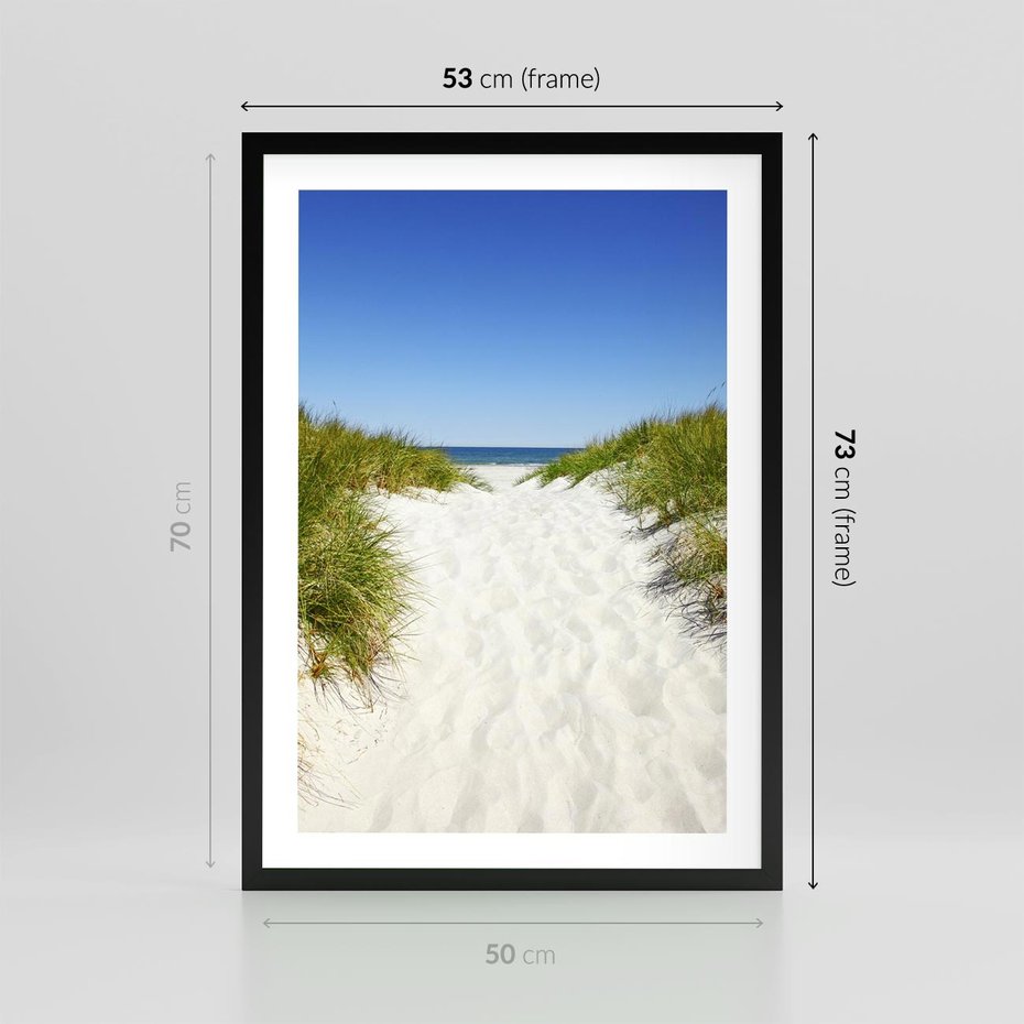 Plakat w ramie 50x70 - Relaks nad Morskimi Wzgórzami - plaża, wydmy - rama czarna