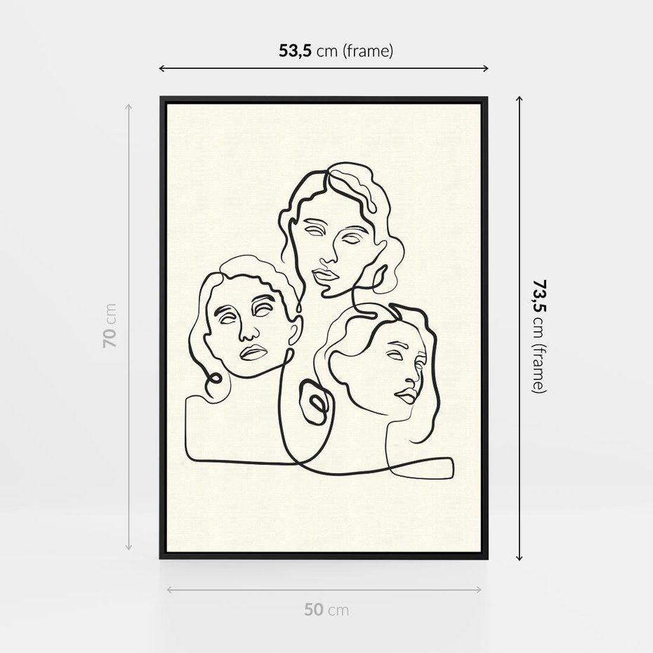 Obraz w ramie 50x70 - Trzy Kobiety - 3 kobiety, antyczny posag - rama czarna