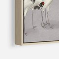 Obraz w ramie 50x50 - Spojrzenie wstecz w pędzlu - szkic rysunek, japońskie żurawie - rama drewno
