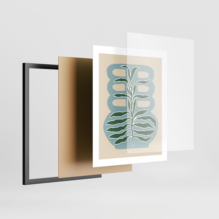 Plakat w ramie 40x50 - Wewnętrzne Spektrum - boho styl, wazon - rama czarna