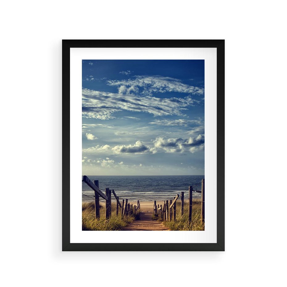 Plakat w ramie 30x40 - Plaża i morze - plaża, morze - rama czarna