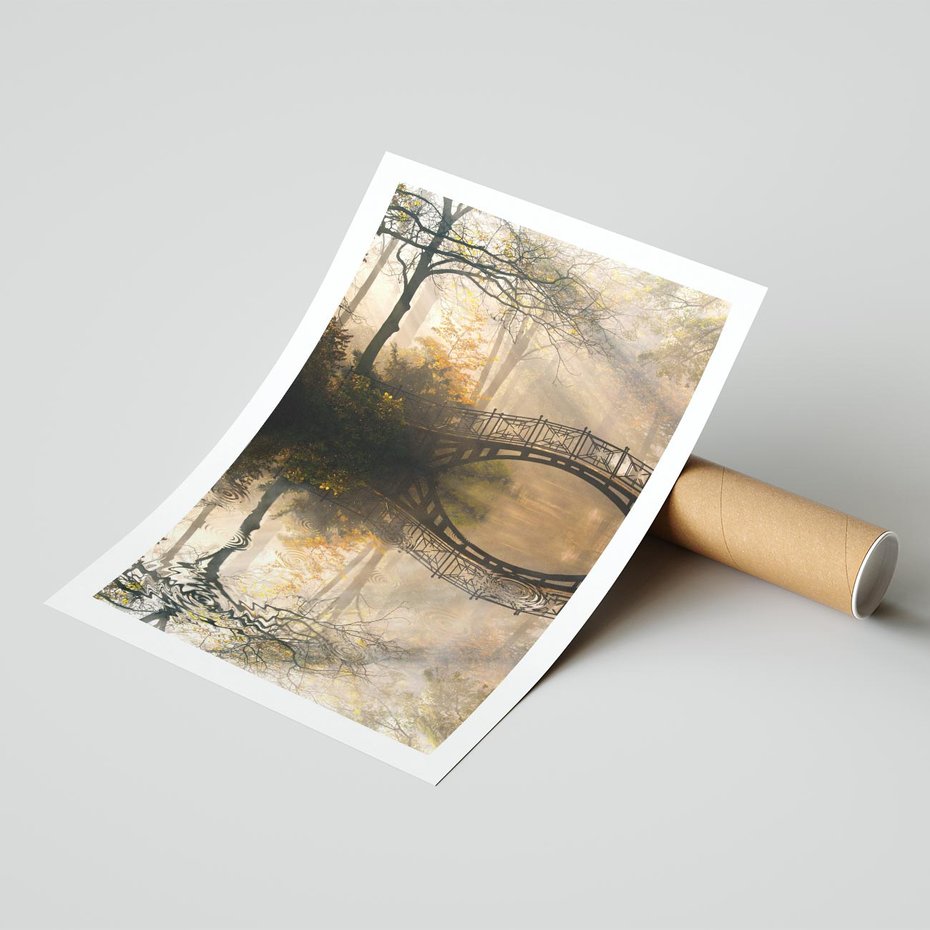 Plakat bez ramy 21x30 - Romantyczny Mostek - mostek, romantyczny