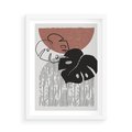 Plakat w ramie 50x70 - Nowoczesna Monstera: Szkic w Grafice - nowoczesna grafika, monstera - rama biała