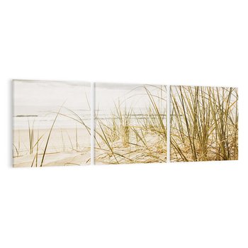 Obraz na płótnie 150x50 - Oaza nad morzem: plaża i roślinność - plaża, morze