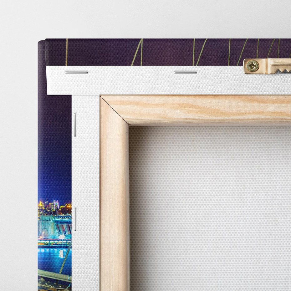 Obraz na płótnie 100x70 - Most w USA - Światła i samochody - most, USA