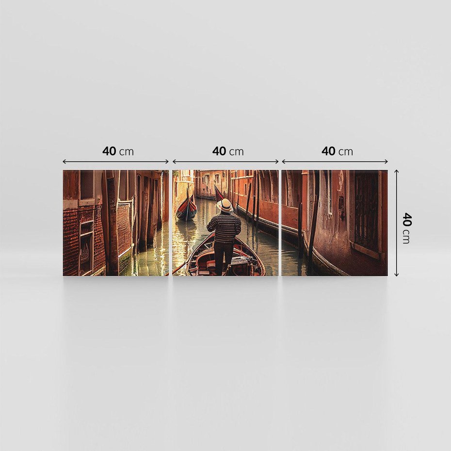 Obraz na płótnie 120x40 - Spokojna Wenecja - gondolier w gondoli, kanały Wenecji