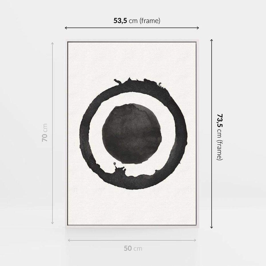 Obraz w ramie 50x70 - Harmonijne Emocje - abstrakcyjne plamy okręgi, akwarelowe - rama biała