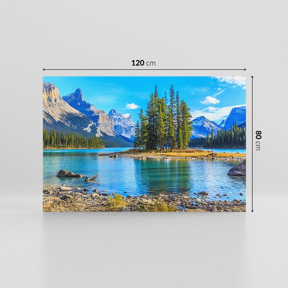 Obraz na płótnie 120x80 - spotkanie natury - góry, jezioro