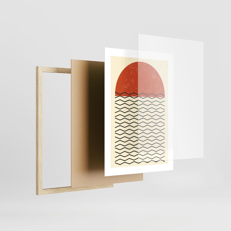Plakat w ramie 30x40 - Abstrakcyjne Wzory na Plakacie - geometryczna sztuka, nowoczesny plakat - rama drewno