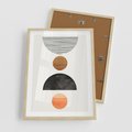 Plakat w ramie 50x70 - Geometryczna Przygoda - nowoczesna grafika, geometria - rama drewno