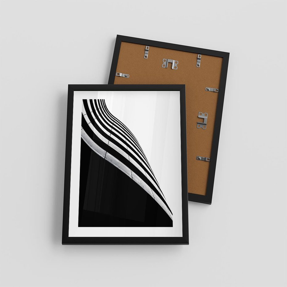 Plakat w ramie 30x40 - Architektoniczna Fala - architektura, falowany budynek - rama czarna