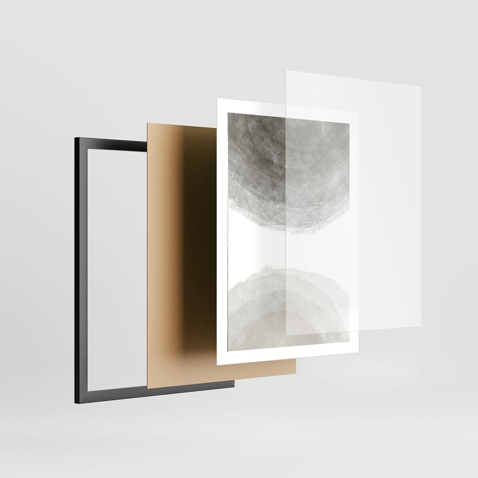 Plakat w ramie 50x70 - Impresje Energii - rozmyte cienie, abstrakcja - rama czarna