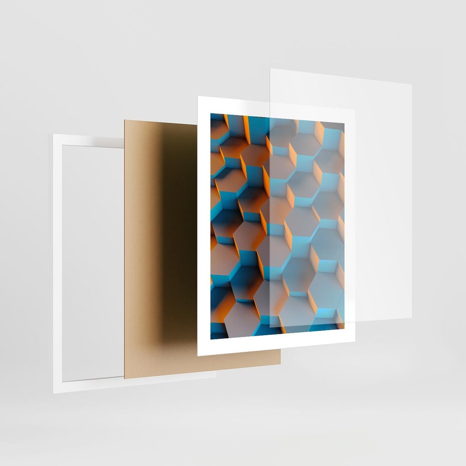 Plakat w ramie 40x50 - Trójwymiarowa Gra - geometryczna, 3D - rama biała