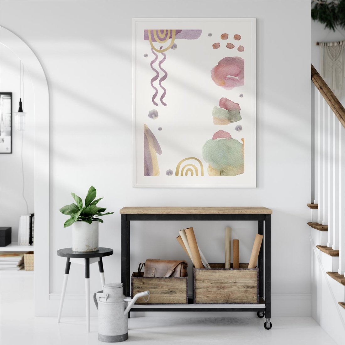 Plakat bez ramy 40x50 - Pastelowe Wnętrza Emocji - abstrakcyjny palakt, akwarelowe plamy