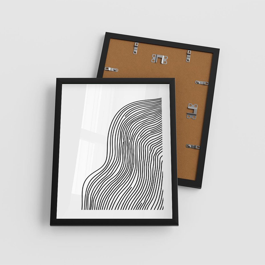 Plakat w ramie 40x50 - Refrakcje Przestrzeni - mnimalistyczna forma, czarne linie - rama czarna