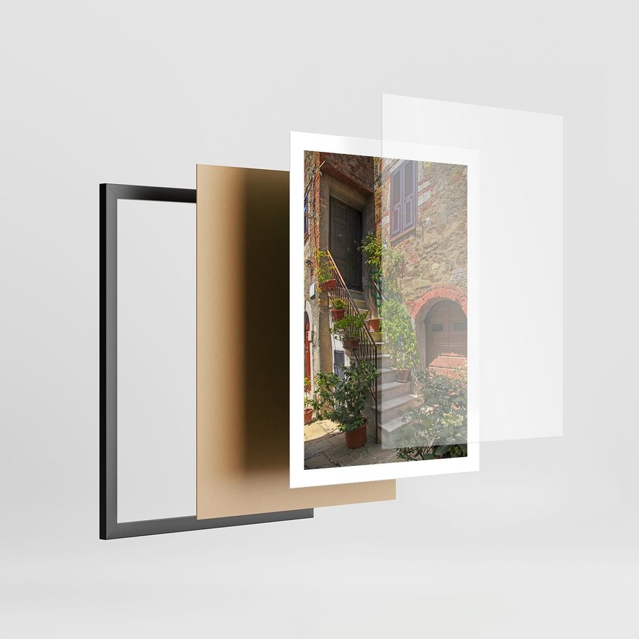 Plakat w ramie 50x70 - Wznies się na wyżyny - schody, perspektywa - rama czarna