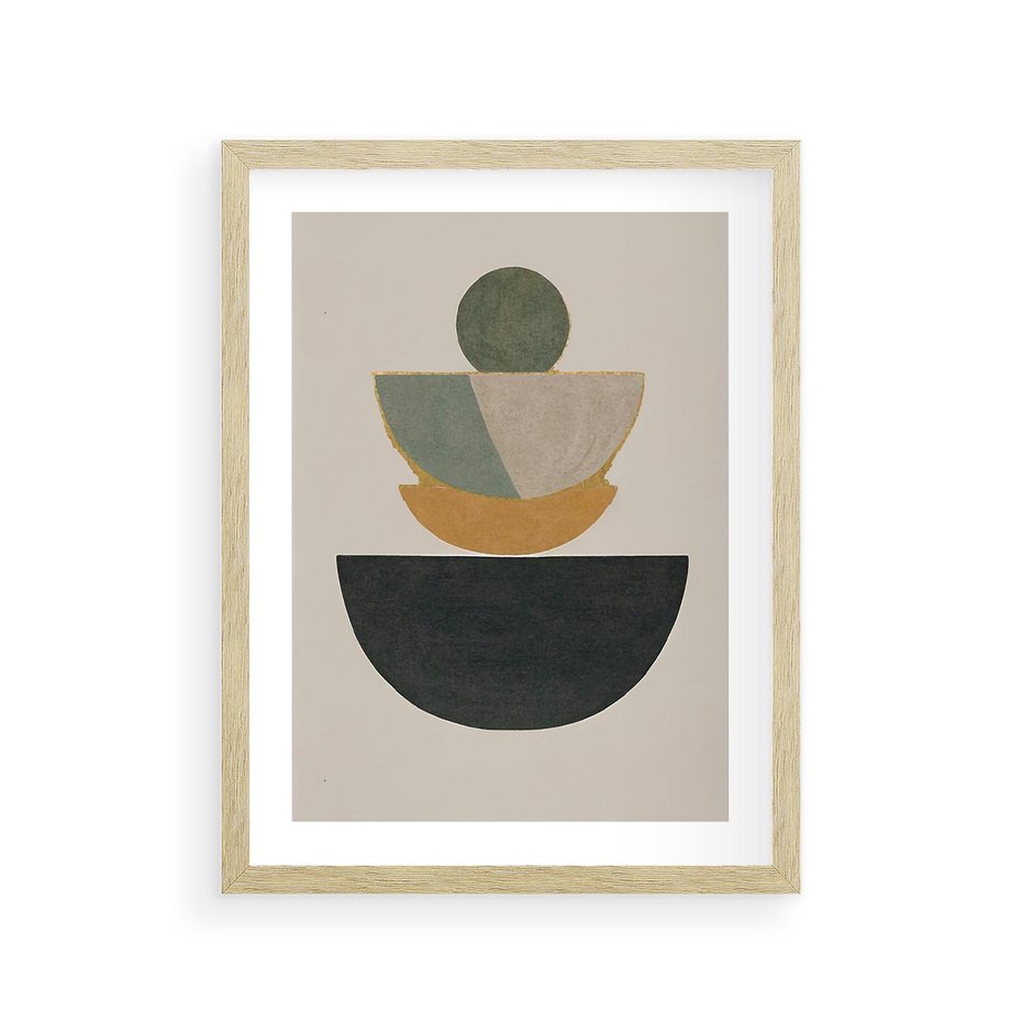 Plakat w ramie 30x40 - Podróżne Refleksyjne Odbicia - abstrakcyjny obraz, kolory ciepłe - rama drewno