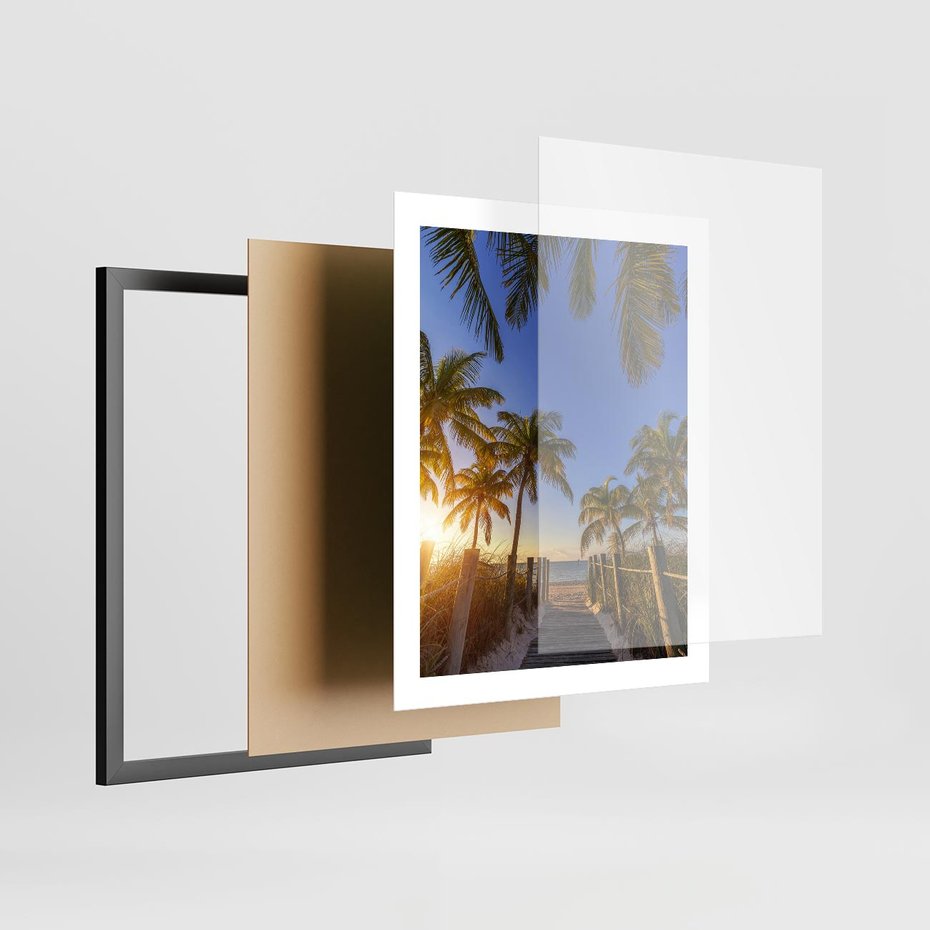 Plakat w ramie 40x50 - Rajskie palmy w tropikalnym raju - palmy, tropiki - rama czarna