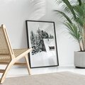 Plakat bez ramy 21x30 - Zimowy Urok - śnieg, domek w górach