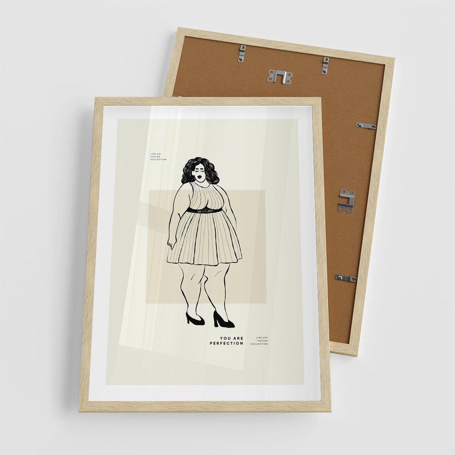 Plakat w ramie 50x70 - Ekspresja Wewnętrznych Emocji - kobieta, samoakceptacja - rama drewno