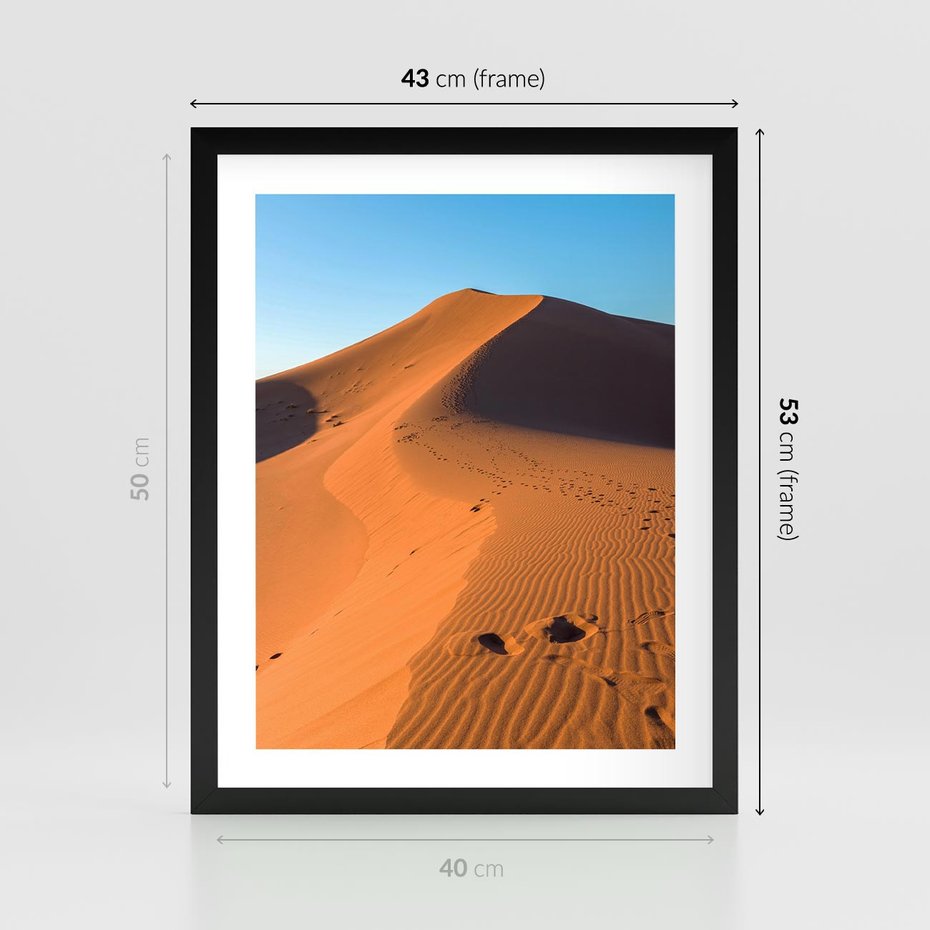 Plakat w ramie 40x50 - Piasek pustyni wędruje - pustynia, piasek - rama czarna