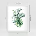 Plakat w ramie 40x50 - Liście i Życie: Akwarelowa Oaza - akwarelowy obrazek, pamy - rama biała