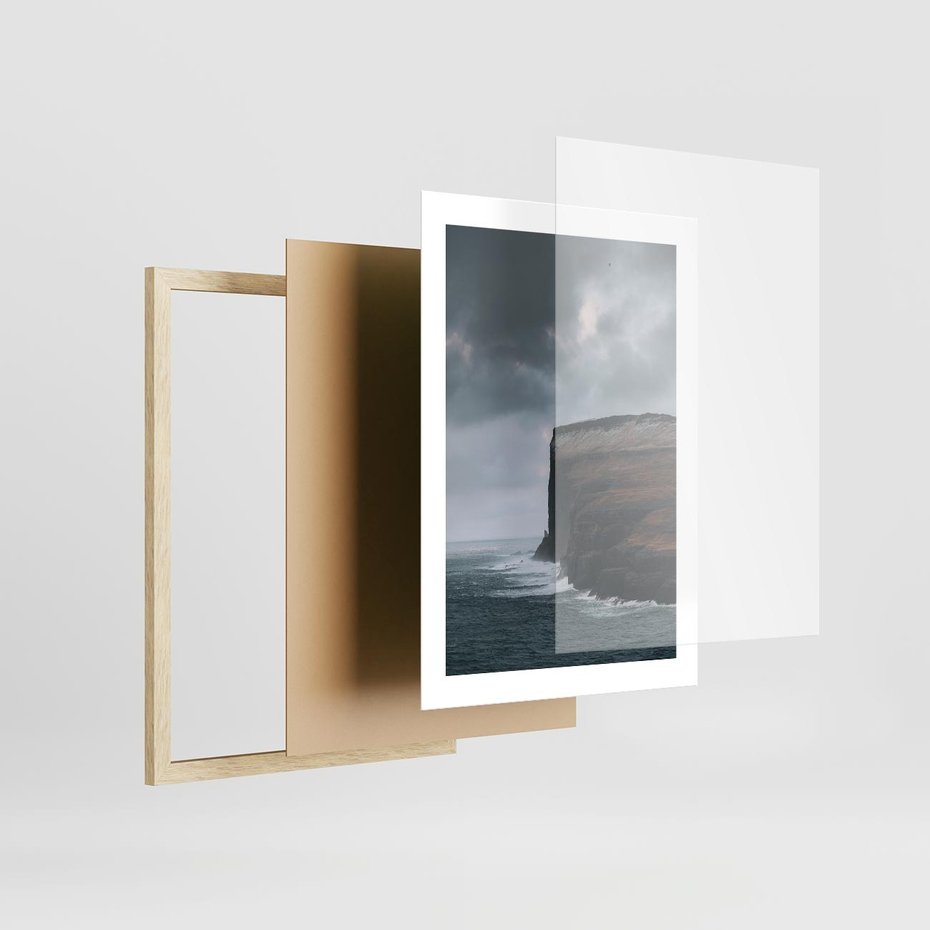 Plakat w ramie 30x40 - Przyroda w Majestacie - fiordy, klify - rama drewno