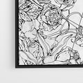 Obraz w ramie 50x70 - Refleksje w martwym punkcie - graficzny szkic, kompozycja kwiatów - rama czarna
