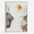 Obraz w ramie 70x100 - Nowoczesne Elegancje - akwarela, złote linie i plamy - rama biała