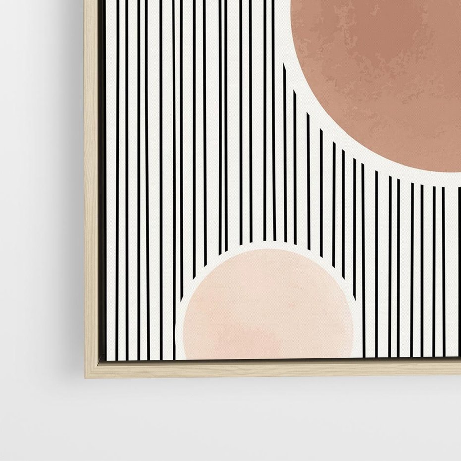 Obraz w ramie 50x50 - Rozplątane Granice - abstrakacyjna nowoczesna sztuka, koła okręgi - rama drewno