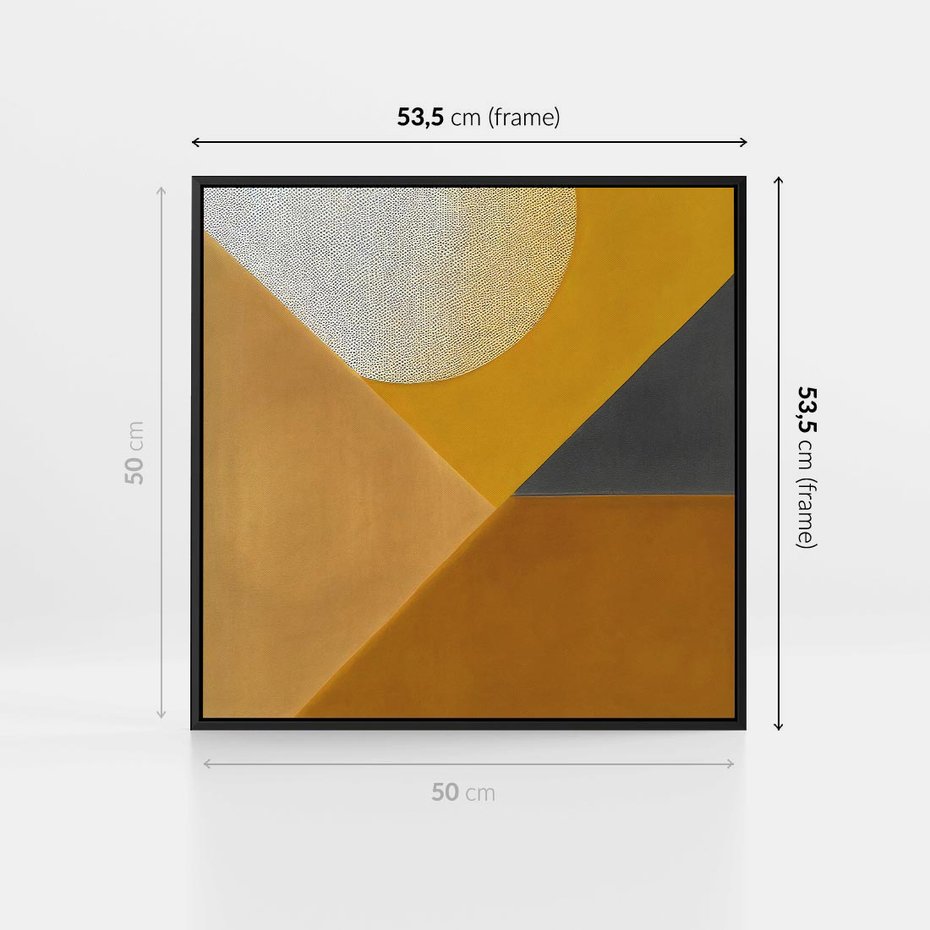 Obraz w ramie 50x50 - Harmonia migoczących ognisk - intensywne ciepłe kolory, słoneczny żółty - rama czarna