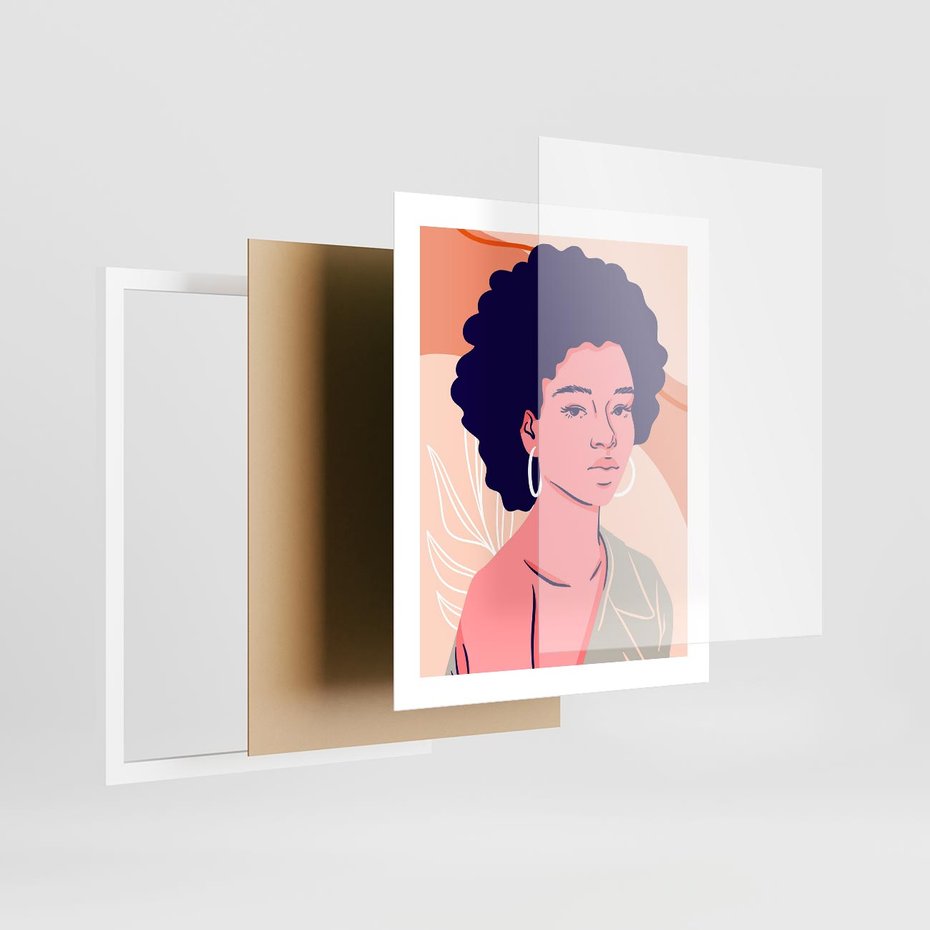 Plakat w ramie 40x50 - Kobiecy Kształt Świata - nowoczesny plakat, styl retro - rama biała