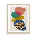 Plakat w ramie 50x70 - Kolorowe Przenikanie Kształtów - abstrakcyjne formy, obraz olejny - rama drewno
