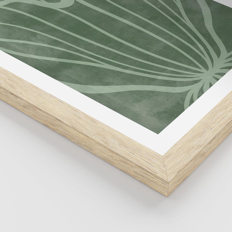 Plakat w ramie 40x50 - Zieleń Kształtująca Spokój - zielony plakat, roślinne inspiracje - rama drewno