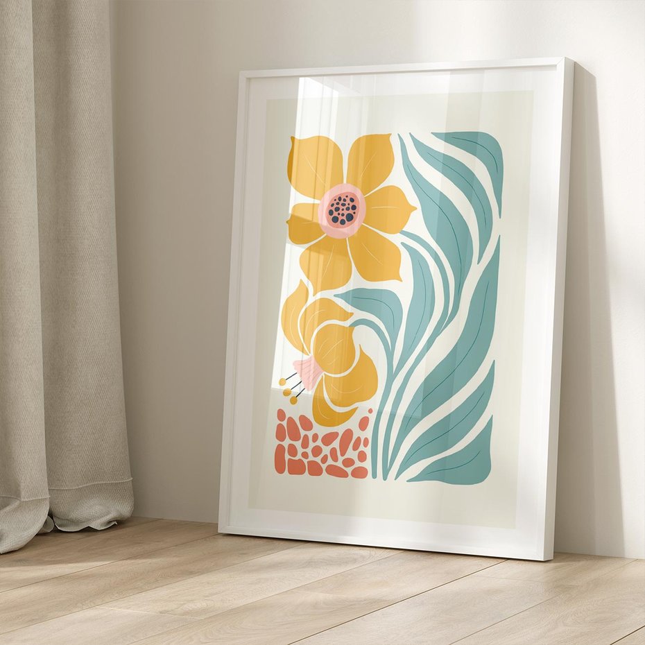 Plakat w ramie 40x50 - Pastelowa Piękność - nowoczesna sztuka, plakat - rama biała