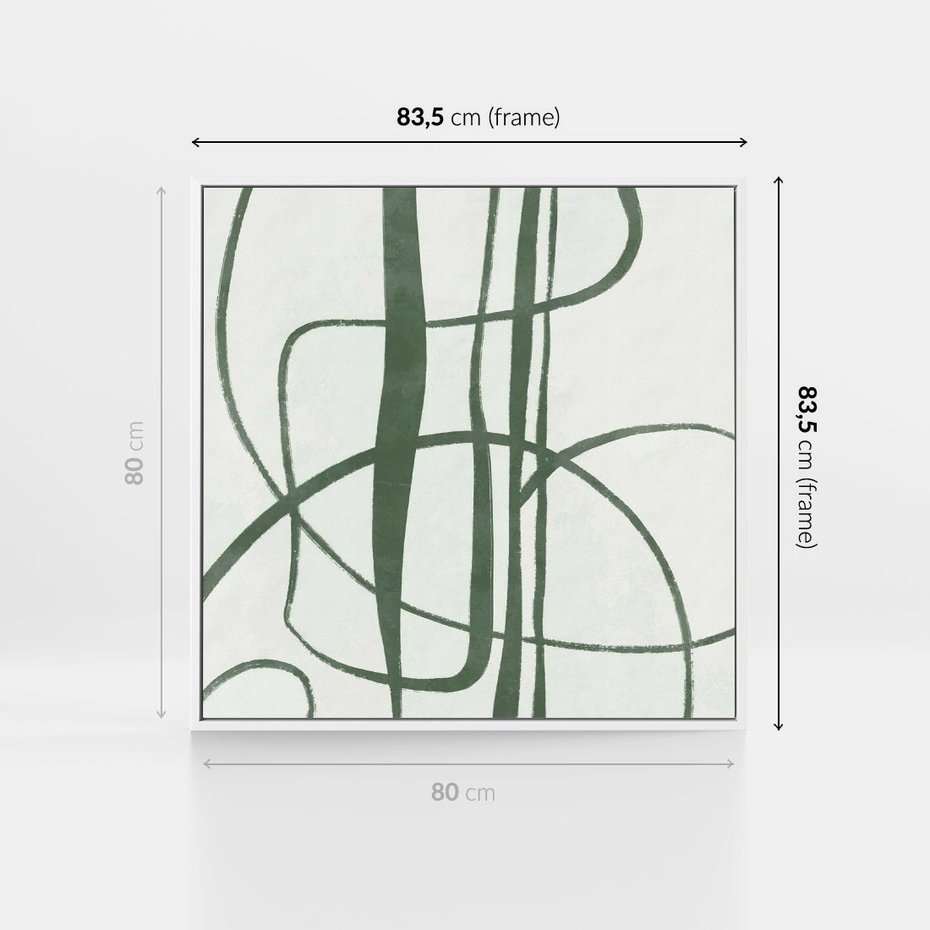 Obraz w ramie 80x80 - Zielony Spokój - zielona abstrakcja, spokojny plakat - rama biała