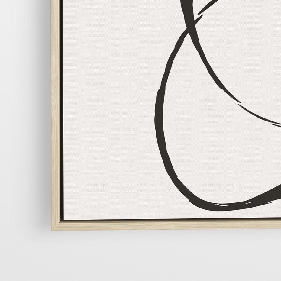 Obraz w ramie 80x80 - Modernistyczne Refleksje - abstrakcyjne szkicowane linie, minimalizm - rama drewno