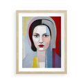 Plakat w ramie 40x50 - Kolorowe Granice Form - abstrakcyjny obraz olejny, portret twarzy kobiety - rama drewno