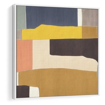 Obraz w ramie 80x80 - Pasy Abstrakcji - kolorowe pasy, plamy koloru - rama biała